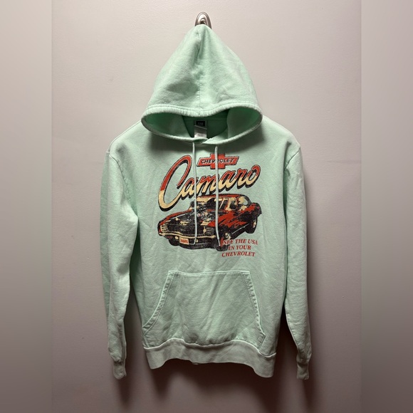 Free Ship (Official Licensed Product) Vintage Chevrolet Camaro Mint Green Hoodie - Picture 1 of 8